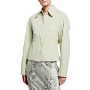 Oscar de la Renta Green Boxy Button Down Jacket